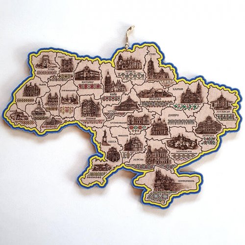 Мапа України одношарова контур синьо-жовта А4 (29х20см)