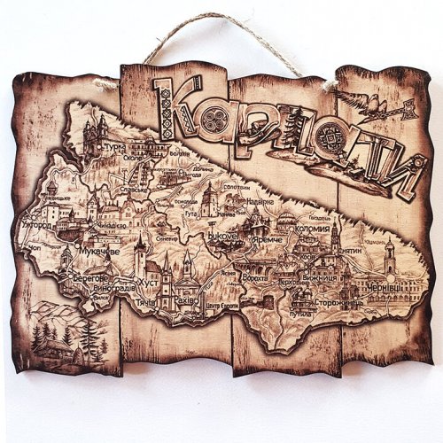 Мапа Карпат дерево A4 (28x20см)