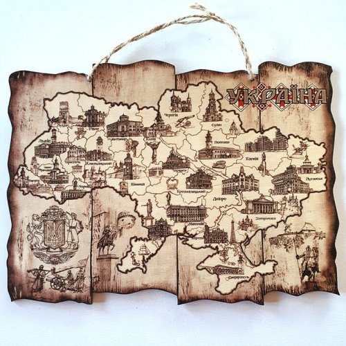 Мапа України дерево A4 (28x20см)