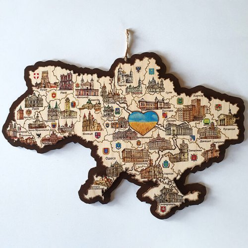 Мапа України двошарова контур колір A3 (42х29см)