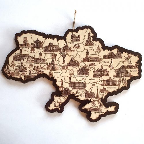 Мапа України двошарова контур сепія A3 (42х29см)