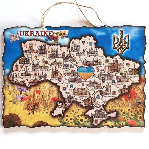 Мапа України одношарова колір англійська А4 (29х20см)