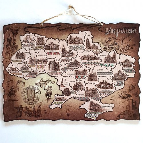 Мапа України одношарова вишиванка А3 (40х28см)