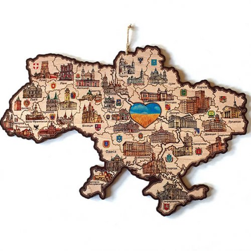 Мапа України одношарова контур серце А3 (42х29см)