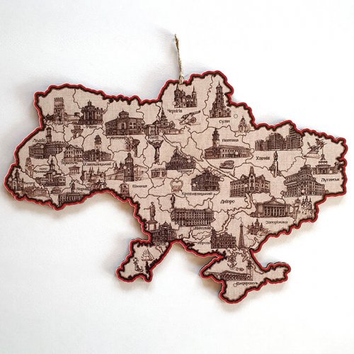 Мапа України одношарова контур червоно-чорна А3 (42х29см)