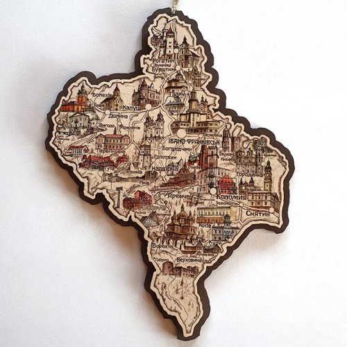 Мапа Івано-Франківської області двошарова колір А4 (29х20см)