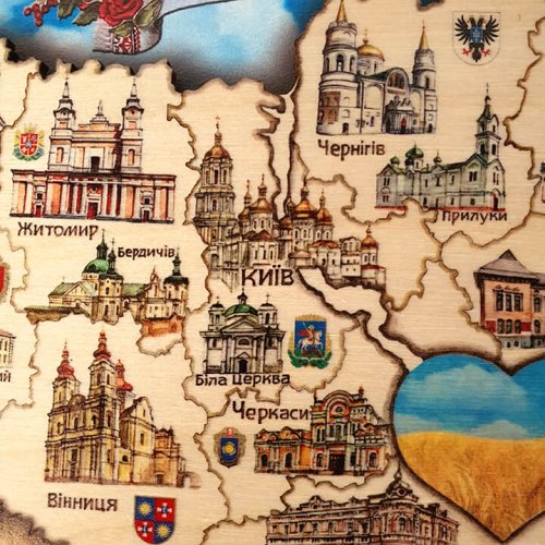 Мапа України двошарова колір А4 (29х20см)