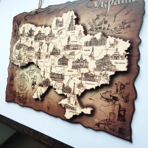 Мапа України двошарова сепія А4 (29х20см)