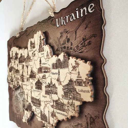 Мапа України двошарова англійська А4 (29х20см)