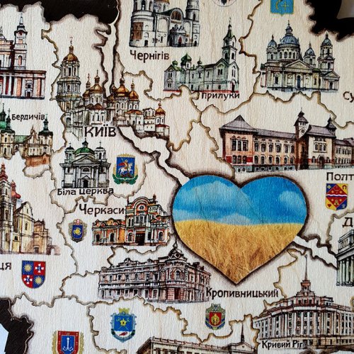 Мапа України двошарова контур колір A3 (42х29см)