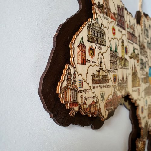 Мапа України двошарова контур колір A3 (42х29см)