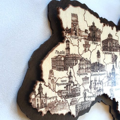 Мапа України двошарова контур сепія A3 (42х29см)