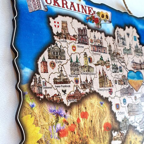 Мапа України одношарова колір англійська А4 (29х20см)