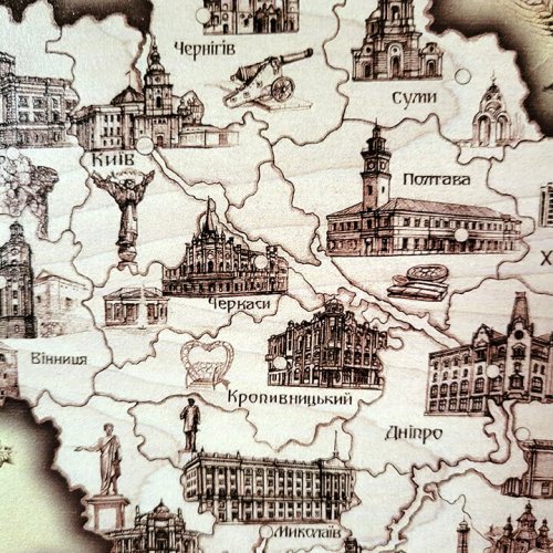 Мапа України одношарова сепія А4 (29х20см)