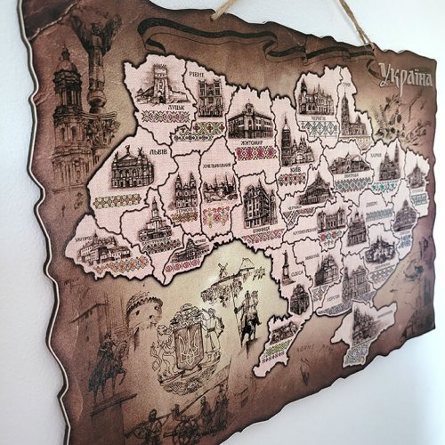 Мапа України одношарова вишиванка А3 (40х28см)