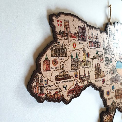 Мапа України одношарова контур серце А3 (42х29см)