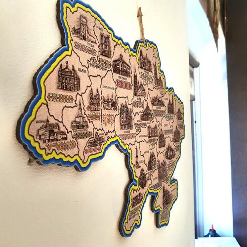 Мапа України одношарова контур синьо-жовта А3 (42х29см)