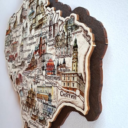 Мапа Івано-Франківської області двошарова колір А4 (29х20см)