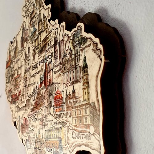 Мапа Івано-Франківської області двошарова колір А4 (29х20см)