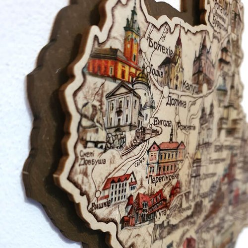 Мапа Івано-Франківської області двошарова колір А4 (29х20см)